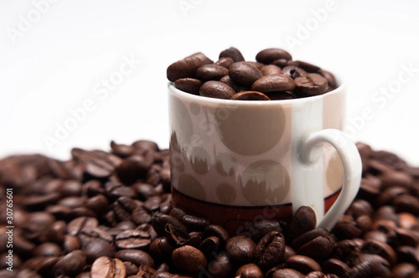 Obraz Cup and roasted coffeee beans