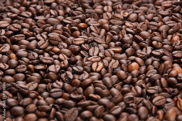 Obraz Dark roasted coffee beans texture