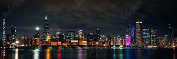 Obraz Noc Chicago Skyline
