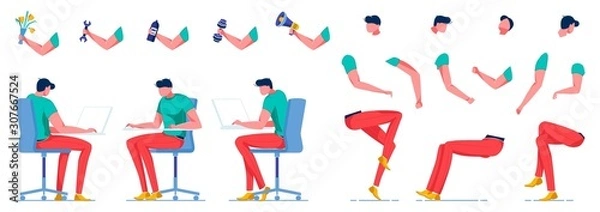 Obraz Man Character Performing Different Professions.