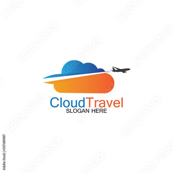 Fototapeta Cloud Travel logo icon design template-vector