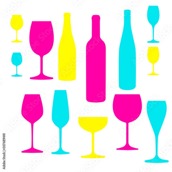 Obraz Vector glasses and bottles collection