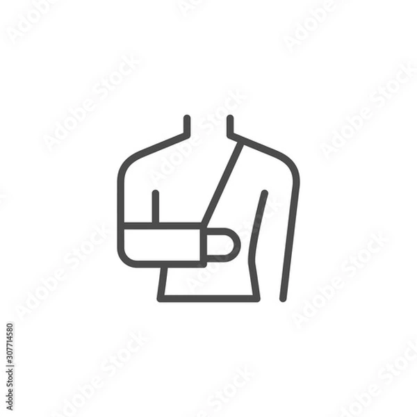 Fototapeta Arm fractures orthopedic cast line outline icon