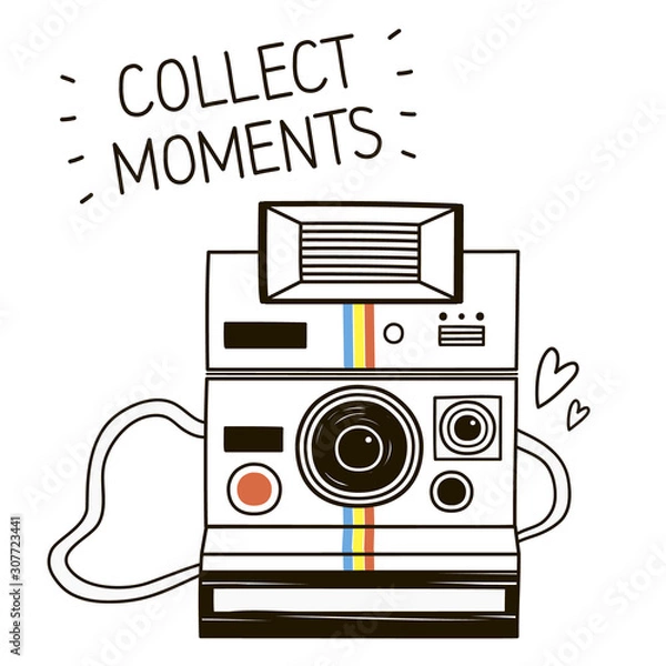 Obraz Vector illustration with cute retro photo camera