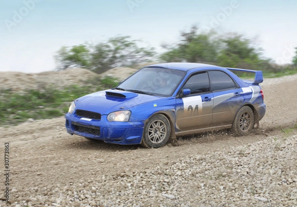Obraz Blue rally car
