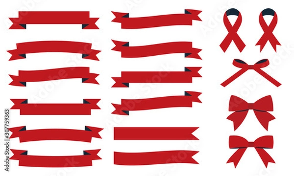 Obraz リボン　セット　シンプル　赤