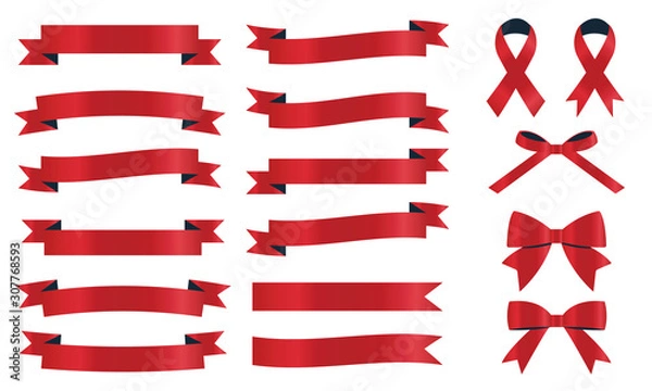 Obraz リボン　セット　シンプル　赤
