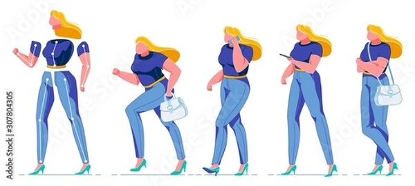 Obraz Flat Woman Character Constructor for Animation.