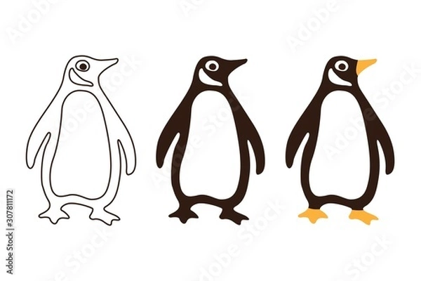 Fototapeta Penguin icon on a white background. Vector illustration