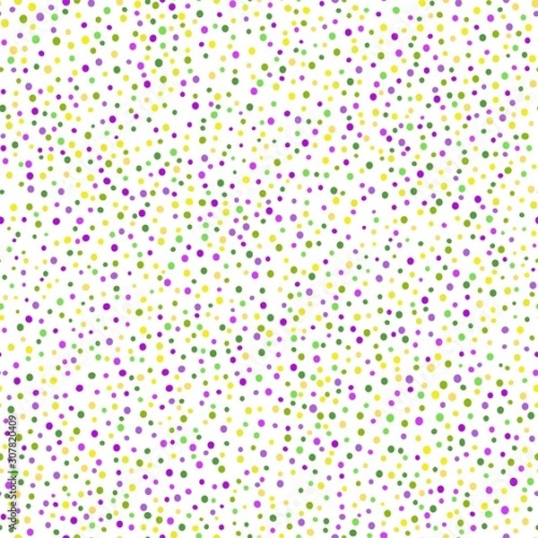 Obraz Simple confetti  background. Mardi gras colors seamless pattern. Vector illustration.