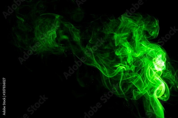 Obraz Green smoke on black background