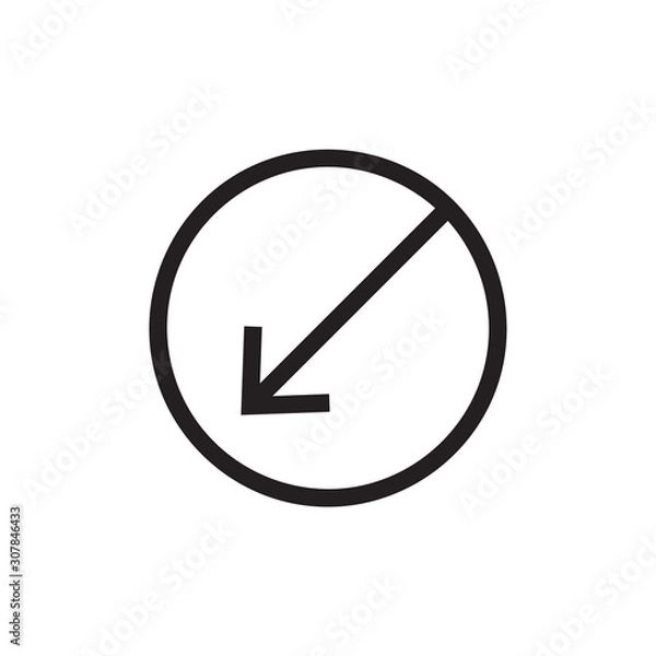 Fototapeta Connect arrow down left icon vector isolated on background. Trendy web symbol. Pixel perfect. illustration EPS 10. - Vector.