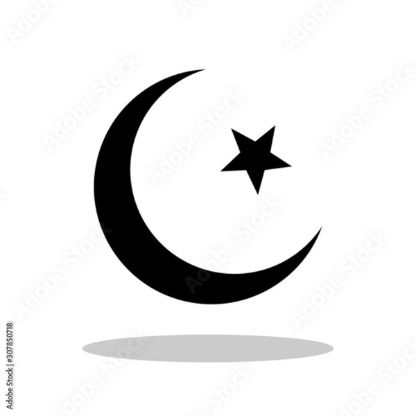 Fototapeta Islam religion sign icon in trendy flat style. Star and Moon holy symbol for your web site design, logo, app, UI Vector EPS 10.