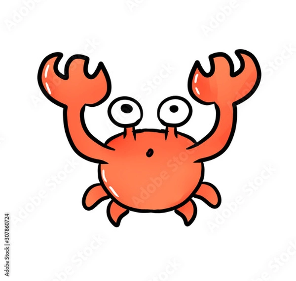 Obraz Funny orange crab. Cartoon character for print. games and others