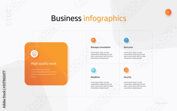 Fototapeta Business infographic Vector with 5 steps. Used for business presentation, information, education, connection, marketing, project, strategy, technology, creative, abstract, stairs,i dea, text, work.