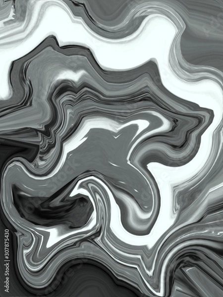 Fototapeta Abstract texture splashes, drops, water pattern in black and white monochrome colors, fantastic seamless pattern for printing on a poster, paper, wallpaper, postcards, packaging