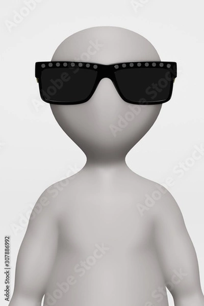 Fototapeta 3D Render of Cartoon Character with Glasses