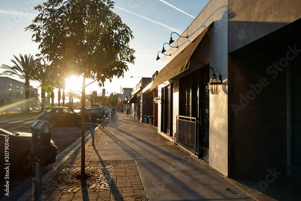 Obraz Storefronts along a beach city street.