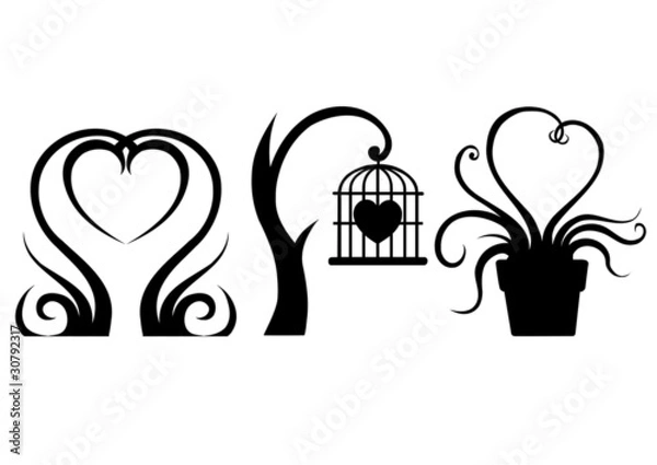 Fototapeta Silhouette art heart vector