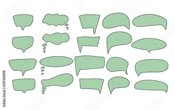 Fototapeta Speech bubbles hand drawn set. Vector illustration