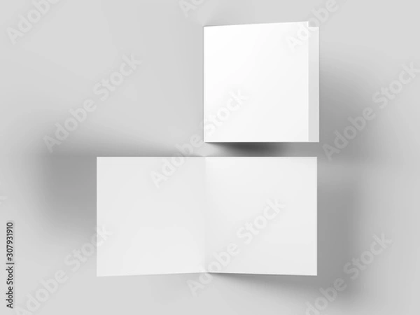 Fototapeta Brochure in square format folded to two - mockup. 3d illustration