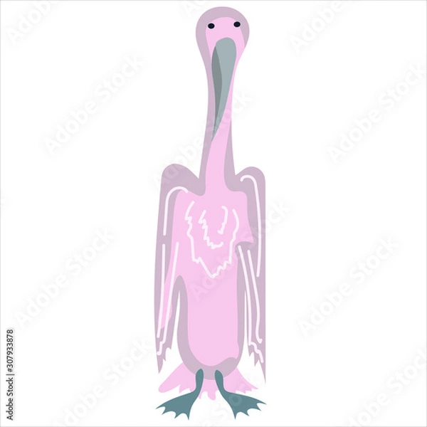 Fototapeta Pink albatross bird, toy. Vector, isolated, graphic element.