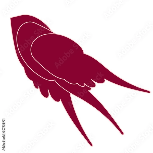 Fototapeta Basic RGBRed bird simple silhouette. Graphic element. Vector isolated.
