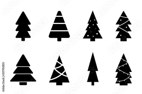 Fototapeta Collection of Christmass tree. Winter symbols. New year