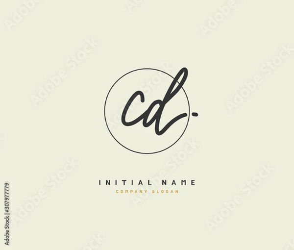 Fototapeta C D CD Beauty vector initial logo, handwriting logo of initial signature, wedding, fashion, jewerly, boutique, floral and botanical with creative template for any company or business.