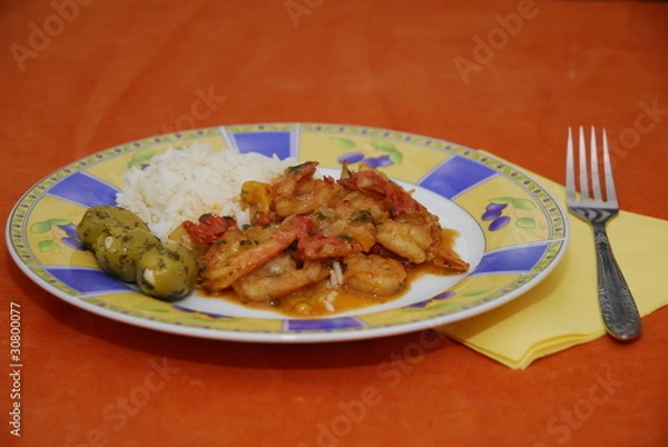 Fototapeta Shrimp with rice