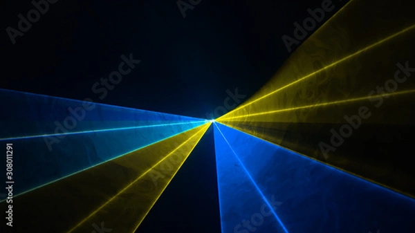 Obraz Disco laser with blue and yellow rays