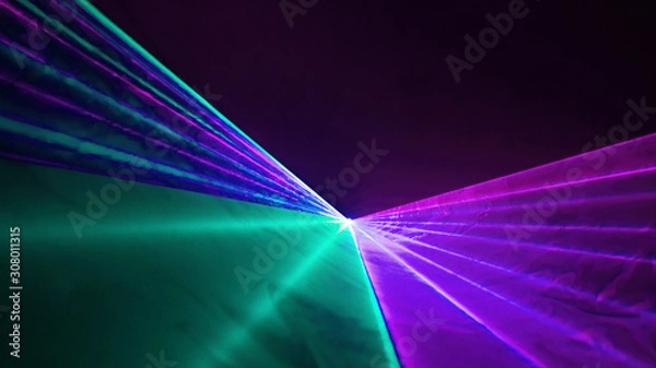 Obraz Multicolored Disco Laser with Beams Through Smoke