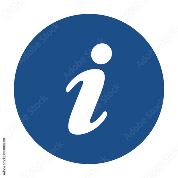 Fototapeta Blue round information icon, button on a white background