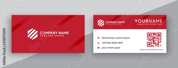 Fototapeta modern business card design . double sided business card design template . red business card inspiration