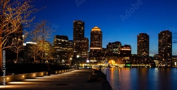 Obraz Boston NIght skyline