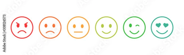 Obraz Zestaw emotikonów o różnych nastrojach. Emoji.