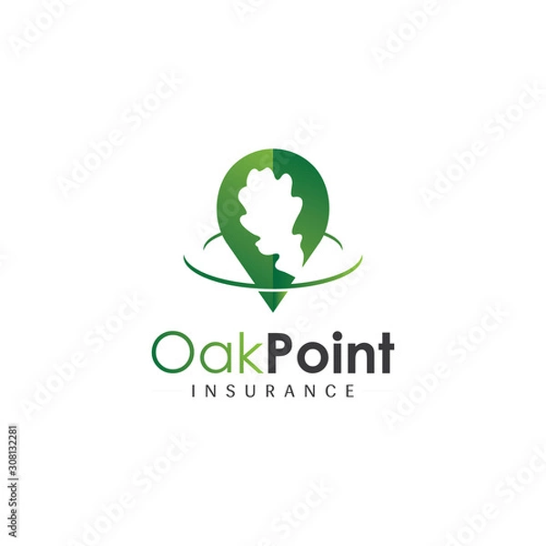 Fototapeta Oak Point Leaf Flat Minimal Logo Design Template
