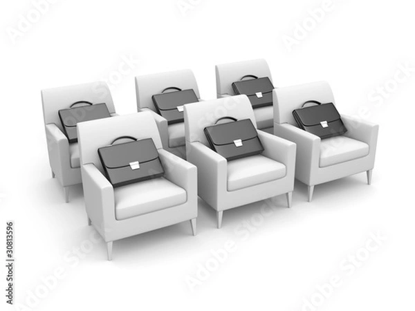 Fototapeta Chairs with briefcases