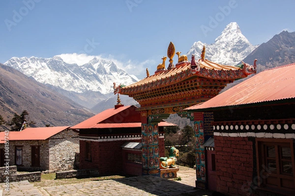 Fototapeta Nepal hiking path through mountain around Everest