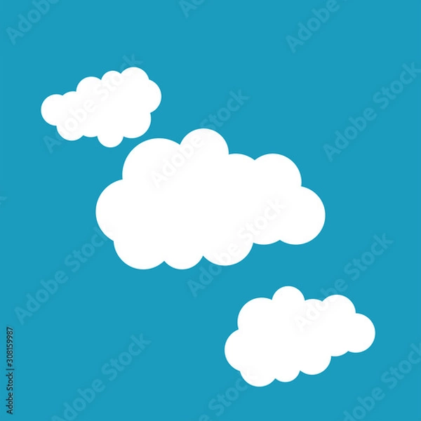 Fototapeta white clouds on blue background isolated vector. Cloud Icon, Cloud Icon Vector. Cloud Icon Flat. Cloud Icon Sign.