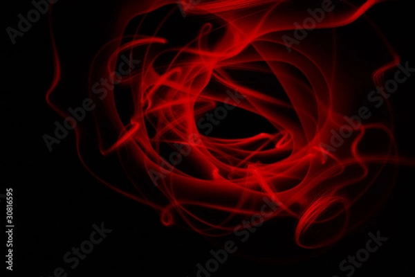 Fototapeta Abstract colorful lines on black background, red freezelight