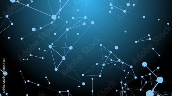 Fototapeta Abstract illustration background motion transformation low poly triangular plexus digital evolution future technology graphic animation network decentralize communication connection.