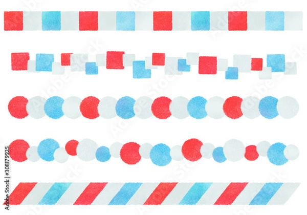 Fototapeta パステルで描いたエアメールカラーの飾り罫