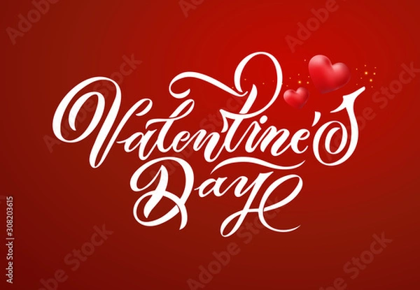 Fototapeta Vector illustration. Happy Valentines Day typography vector design for greeting cards and poster. Valentines Day text with  paper Valentines. Design template celebration. 