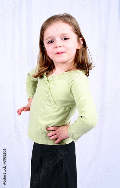 Obraz cute little girl sitting on a white background