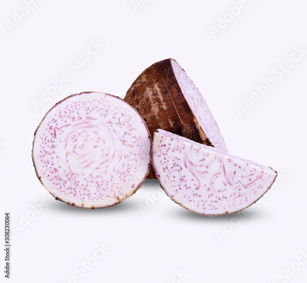 Fototapeta Taro, sliced of taro isolated on white background