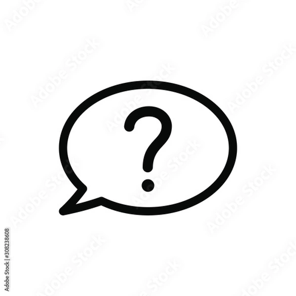 Fototapeta Speech bubbles and question mark icon, on white background, vector image.