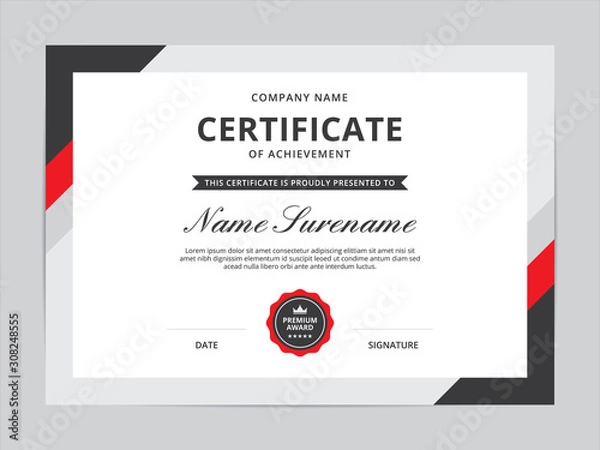 Fototapeta Certificate of Appreciation Template Design