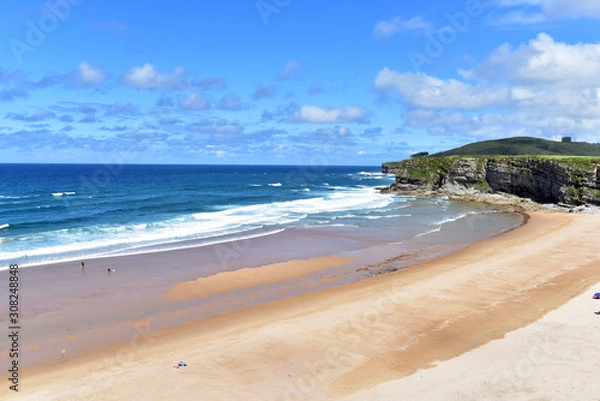 Obraz Playa de Langre Beach in North Santander, Cantabria, Spain  is a very sheltered beach for surfers