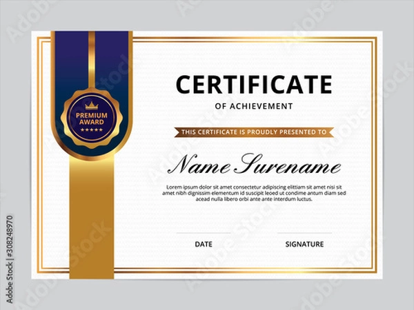 Fototapeta Certificate of Appreciation Template Design
